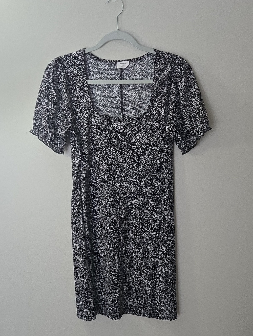 Cotton On Black & White Speckled Tie-Waist Dress